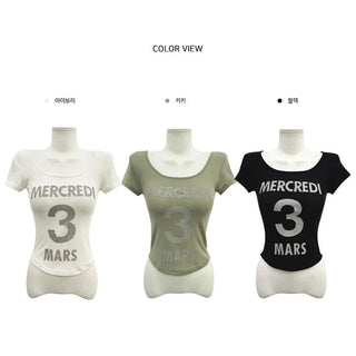 33 See-through U-neck Line Short Sleeve T-shirt - 3 colors