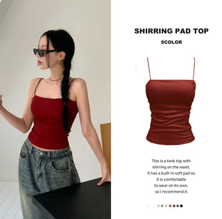 A soft, shirring sleeveless top in 8 colors that is both pretty and comfortable.