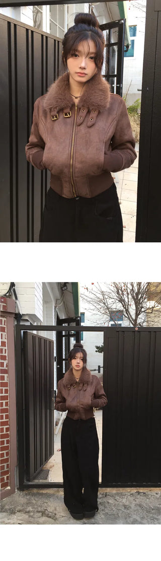 Model Recommendation: Elin Crop Banding Fur Shearling Jacket