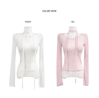 Pipi Scarf Set Uniqlo Long Sleeve See-Through T-Shirt - 2 Colors