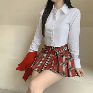 Checked pleated mini skirt