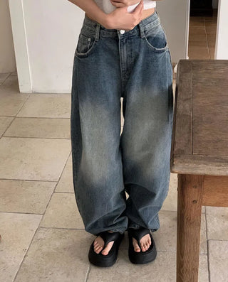 Vintage Weather Pintuck Faded Balloon Denim PT
