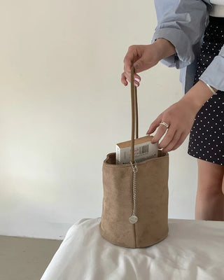 Suede Chain Mini Shoulder Bucket Bag