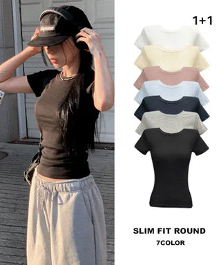 Slim fit short sleeve round neck t-shirt - 7 colors