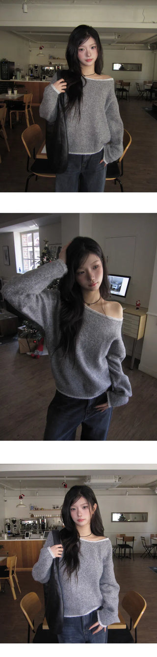 Mile Daily Unbalanced Color Off Knitwear - 4 Colors