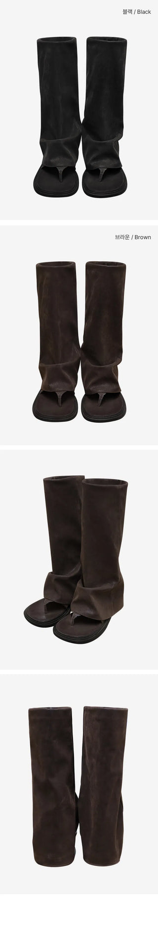 Shirred Warmer Flip-flops Folding Boots - 2 colors