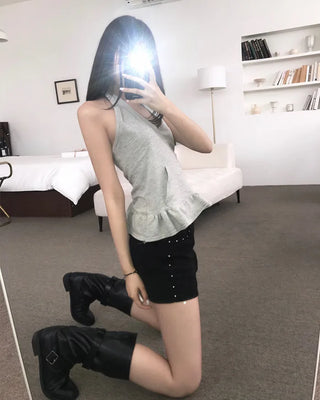 side stud low rise shorts (2color)