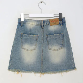 Vintage washed denim mini skirt