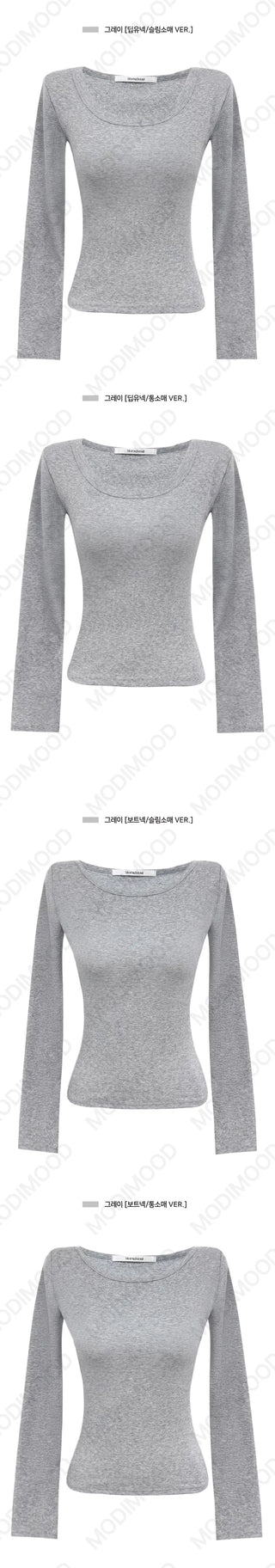 Select sleeve size/neckline MOMU BASIC long-sleeved T-shirt - 4 colors