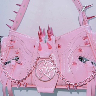 Rivet PU leather metal chain handbag  | Festival Outfits Women