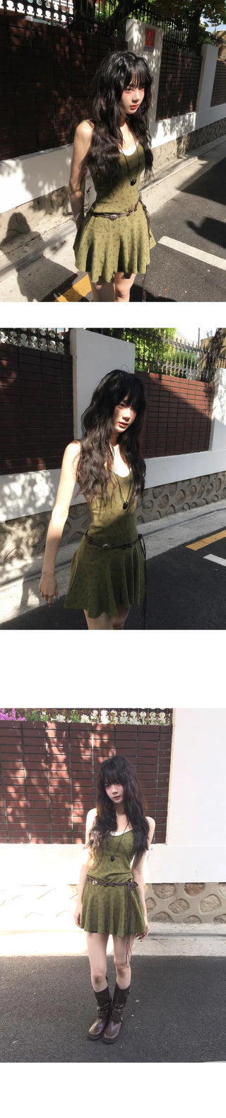 Green Tea Parfait Floral Mini Dress