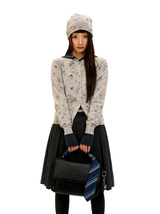 [Moromoro2] Horse & Rabbit Print Crew Neck  Cardigan
