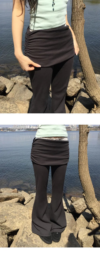 Jain Folding Shirred Flared Pants - 3 colors