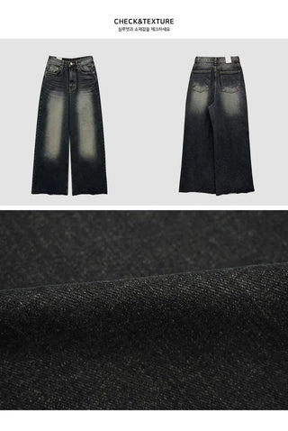Spring new vintage maxi wide denim pants pt