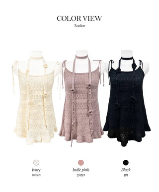 Rose Knit Summer Knitwear Layered ops-3color