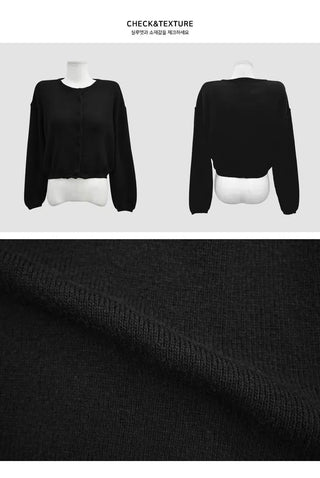 Cashmere Round Neck Balloon Cardigan - 8 Colors