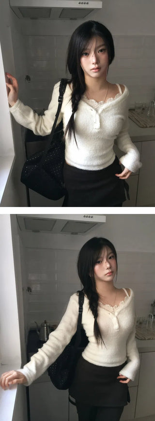Corey Heartneck Fleece-lined Knitwear - 3 Colors