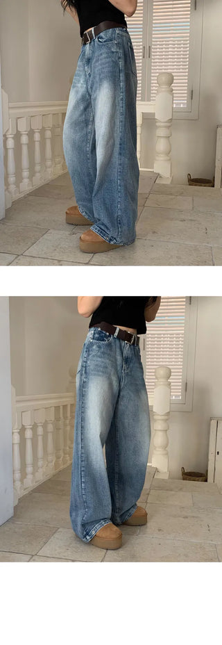 Folder Hem Snap Two-Way Faded Denim Pants - 4 Colors