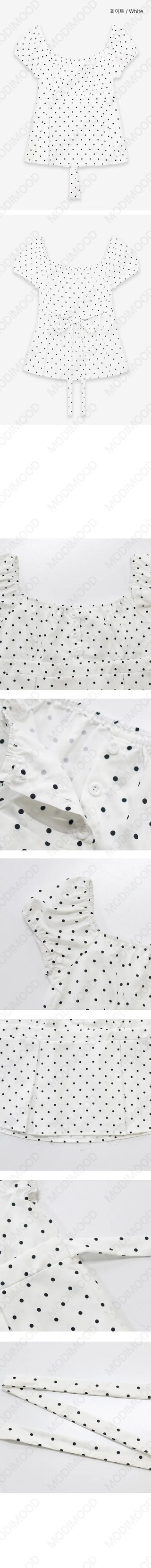 Silky Square Neck Puff Dot Blouse