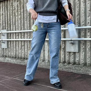 Straight denim pants