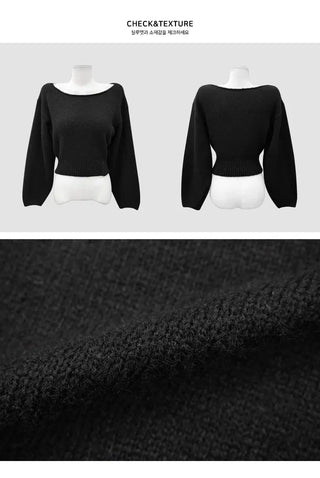 One-off, slim-fit, three-button, balloon-sleeve knitwear - 6 colors