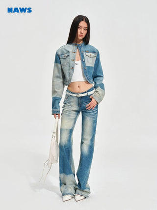 [NOTAWEAR] Equestrian Color Block Straight  Jeans