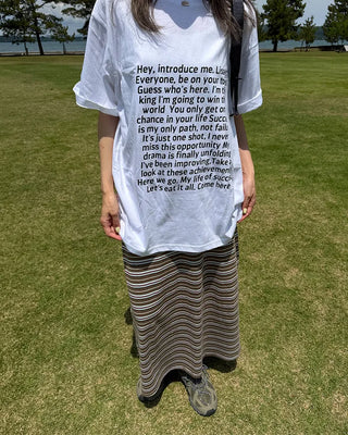 (Unisex) Lettering Loose Fit Half Sleeve T-Shirt