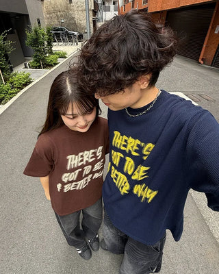 (Unisex) Marker Lettering Knit Half T-Shirt