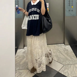 Half-lace long skirt