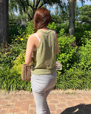 Halter neck knit tank top