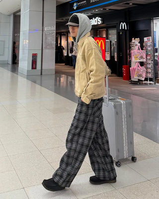 Big check wide pants