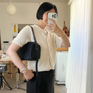 Short-sleeved knit cardigan