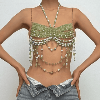 Halter beaded hollow out backless cut out top