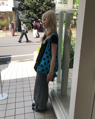 Round collar neck double-button blouse