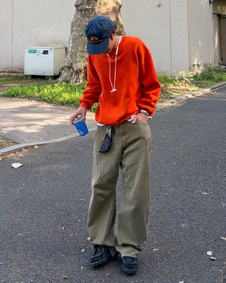 Curved cotton pants