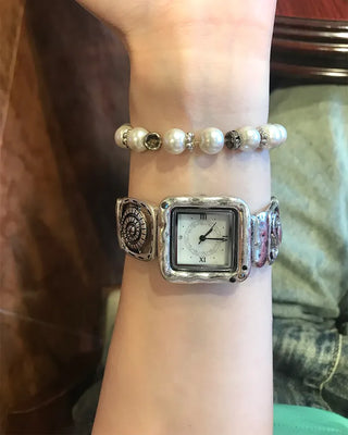 Square Silver Star Handwatch