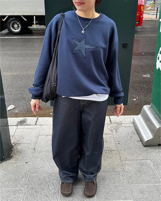Studded pocket balloon denim pants