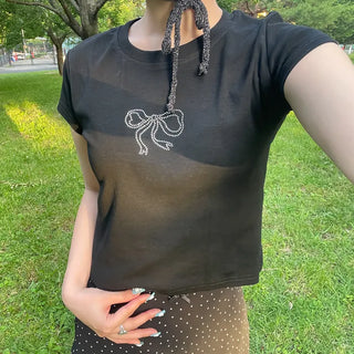 Cubic Ribbon Short-Sleeved T-Shirt