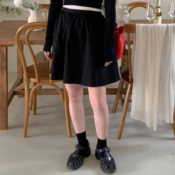 [Lined] Banded Flare Mini Skirt (2c)