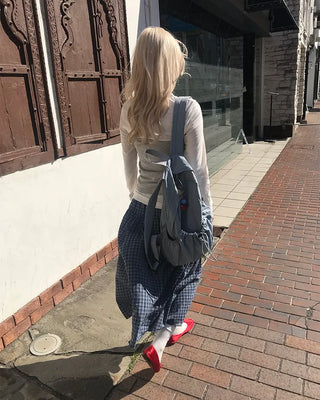 Vintage check midi skirt