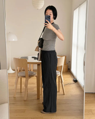 [1st Re-release] (ORIGINAL) Nylon Pintuck Wide Pants (black)