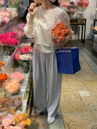 [6 colors] Pleated wide-leg slacks