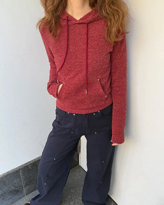 Slim-fit knit hoodie