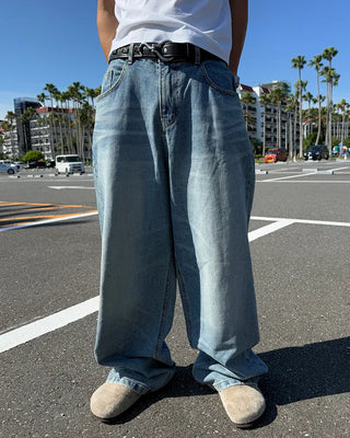Wide balloon denim pants