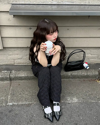 Heart Embossed String Pants