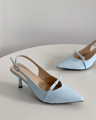 Pointed-toe ribbon slingback heels (4 colors)