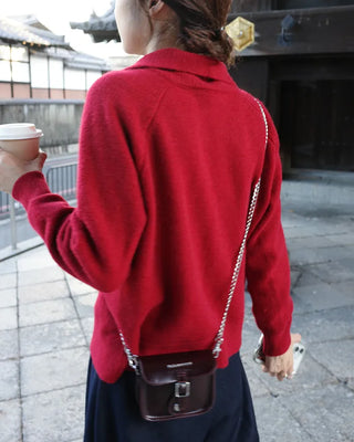 Zip-button knit cardigan