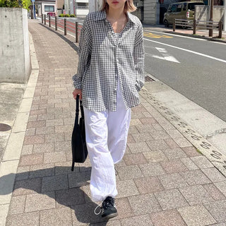 Unisex seersucker check shirt