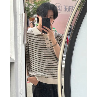 Color Button Border Knit