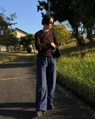 Wool Round Slim Knit